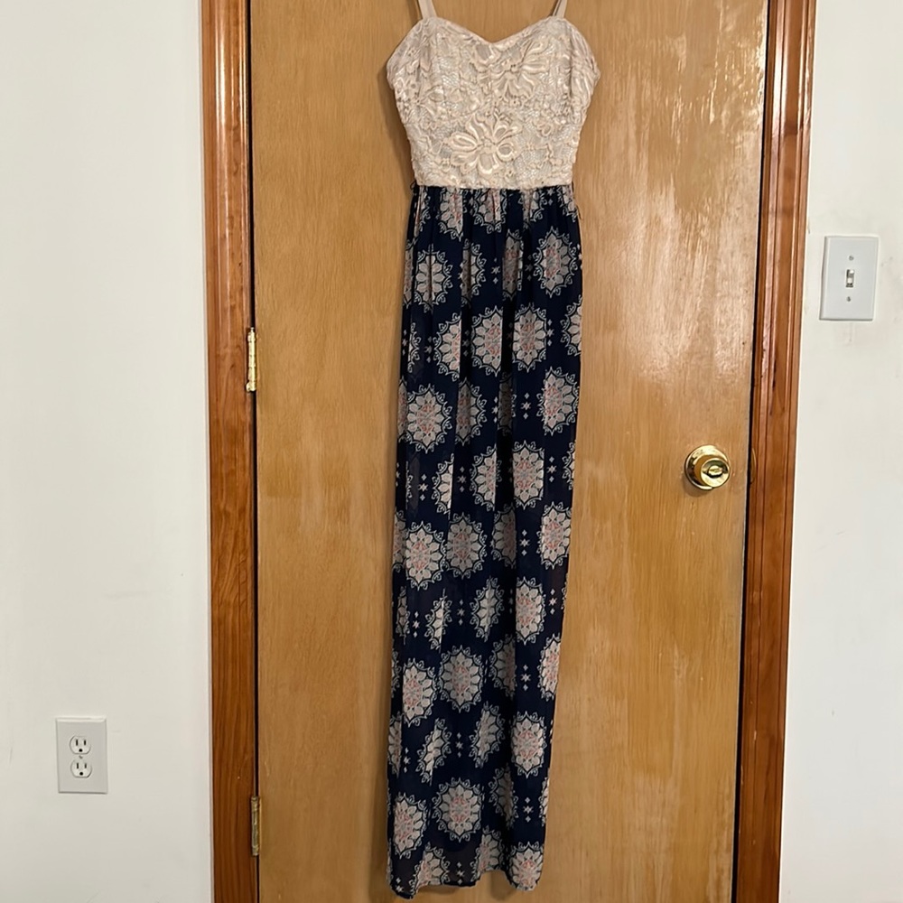 Pink and blue long dress